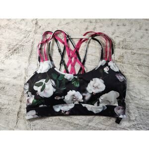 Victoria's Secret Black and Pink Strappy Crossback Wireless Sports Bra - M